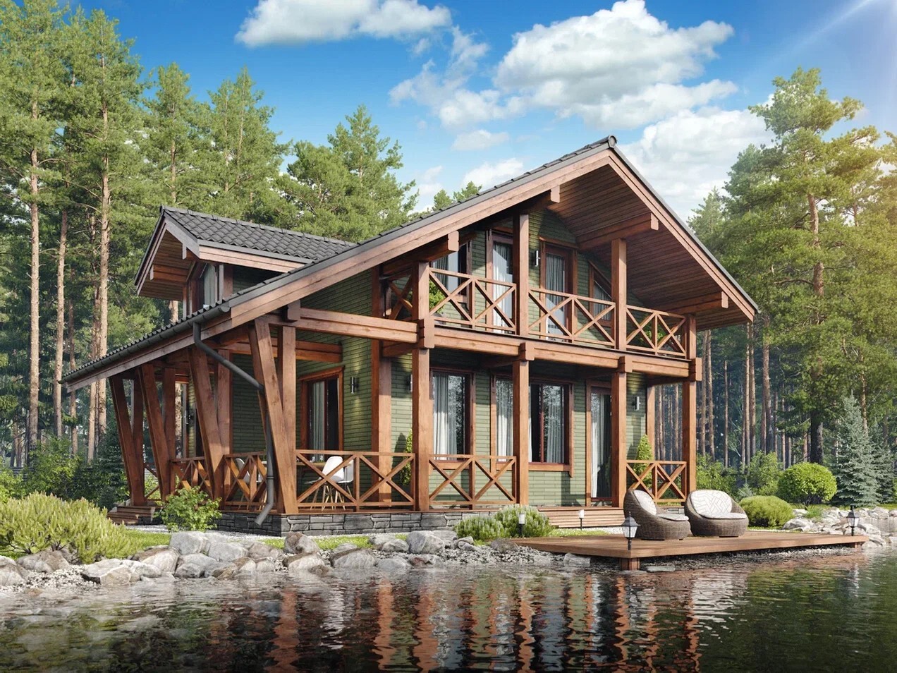 Строительство и проектирование домов из деревянного кирпича Дом из деревянного кирпича